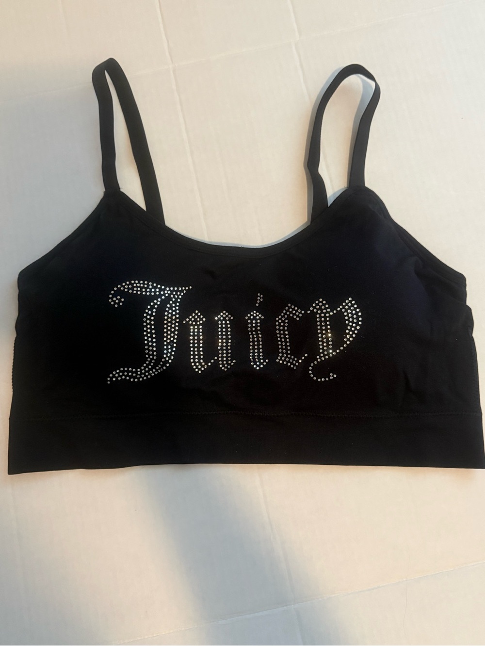 Juicy Couture Black Rhinestone Logo Sports Bra NWOT